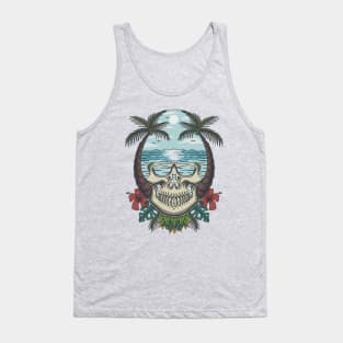 Skull Beach Tropical Abstract Tank Top